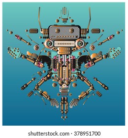 Vector colorful guitar machine robot design