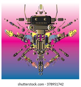 Vector colorful guitar machine robot design