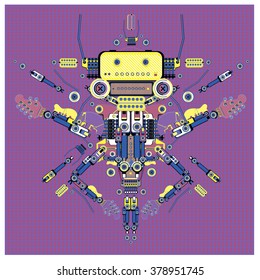 Vector colorful guitar machine robot design