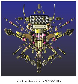Vector colorful guitar machine robot design