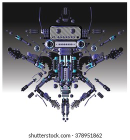 Vector colorful guitar machine robot design