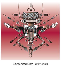 Vector colorful guitar robot machine design