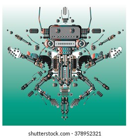 Vector colorful guitar robot machine design