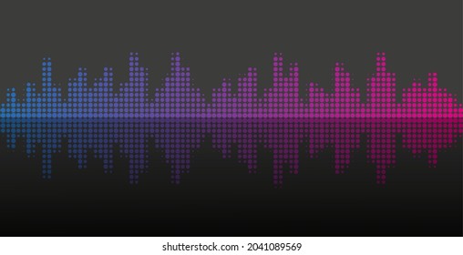 Vector colorful halftone sound wave background.