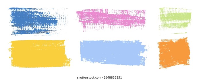Vector colorful hand drawn brush stroke, brush, line or texture. Dirty artistic design element, box, frame or background  for text. Halftone texture. Grunge rough edges. 