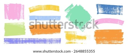 Vector colorful hand drawn brush stroke, brush, line or texture. Dirty artistic design element, box, frame or background  for text. Halftone texture. Grunge rough edges. 