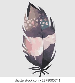 Vector colorful hand drawn feather