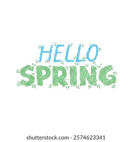 Vector Colorful Hand Drawn Lettering - Hello Spring Isolated on White Background