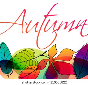 Vector colorful, hand drawn style autumn leaves background illustration