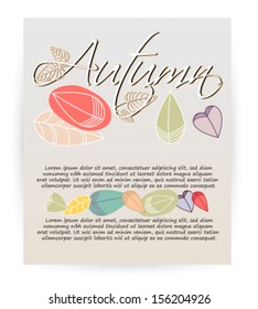 Vector colorful, hand drawn style autumn leaves background illustration