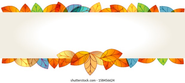 Vector colorful, hand drawn style autumn leaves web banner illustration