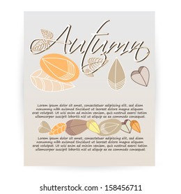 Vector colorful, hand drawn style autumn leaves background illustration