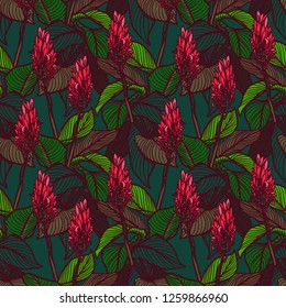 Vector colorful Hand drawn stylized floral tropical seamless pattern for girls, boys, clothes. Funny wallpaper for textile and fabric. Fashion style. Colorful bright