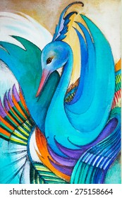 vector colorful hand drawn swan, bird illustration