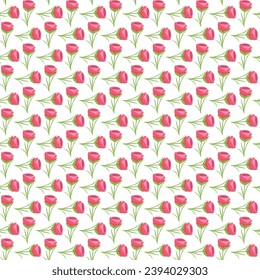 Vector colorful hand drawn tulips floral pattern