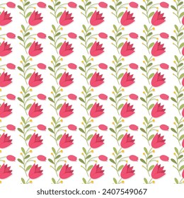 Vector colorful hand drawn tulips floral pattern 
