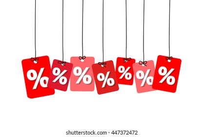 Vector colorful hanging cardboard. Tags - discount