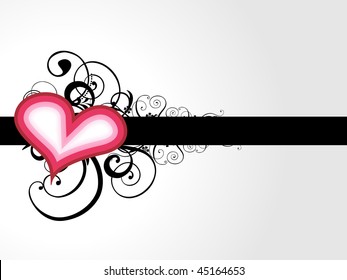 vector colorful heart design with floral round it