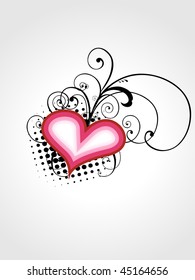 vector colorful heart design with floral round it
