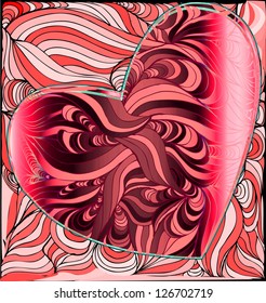 Vector colorful heart, the resume without a seam, the sample drawn by hand, a background of waves. A template of wall-paper