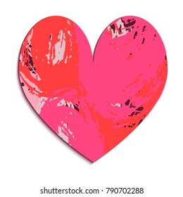 Vector colorful heart shape. Paint texture