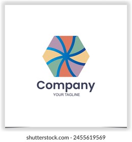 Plantilla de diseño de logotipo hexagonal colorido de Vector