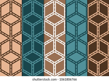 Vector colorful hexagon seamless patterns set. Abstract background. Geometric modern stylish. Vector illustration. for wallpaper, packaging, banners, invitations, business cards, fabric print