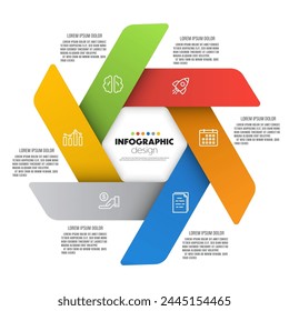 Vector colorful hexagon template infographic business with 6 step. Template for presentation.