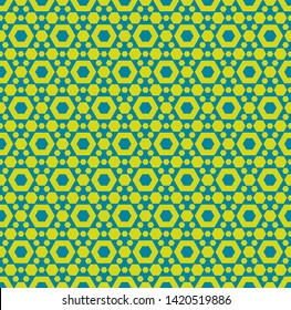 Vector colorful hexagons seamless pattern. Simple geometric texture with small hexagonal grid. Green and lime color. Abstract repeat background. Summer style design for decor, wallpapers, package