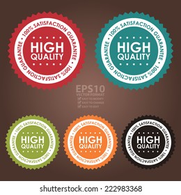 Vector : Colorful High Quality 100% Satisfaction Guarantee Badge, Icon, Label or Sticker 