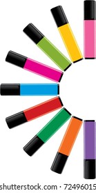 vector colorful highlighters with caps