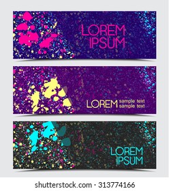 Vector Colorful horizontal banners  with splatters motive