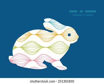 Vector colorful horizontal ogee bunny rabbit silhouette Easter frame