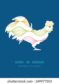 Vector colorful horizontal ogee rooster silhouette Easter frame