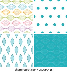 Vector Colorful Horizontal Ogee Set of Four Marching Repeat Patterns Backgrounds