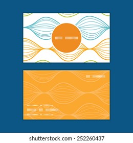 Vector colorful horizontal ogee vertical round frame pattern business cards set