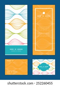 Vector colorful horizontal ogee vertical frame pattern invitation greeting, RSVP and thank you cards set