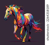 Vector colorful horse in pop art style