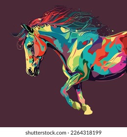 Caballo de colores vectoriales al estilo del arte pop