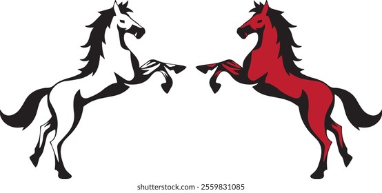 vector colorful horse silhouette drawings