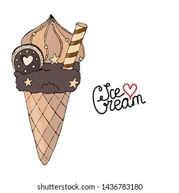 Vector colorful Ice cream isolated on white background. Isolated Ice cream.