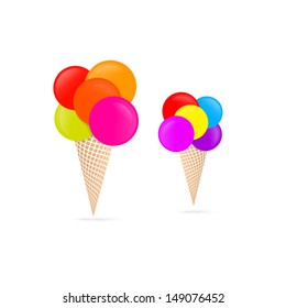 Vector Colorful Ice Cream Isolated on White Background