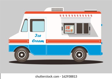 Vector colorful ice cream truck