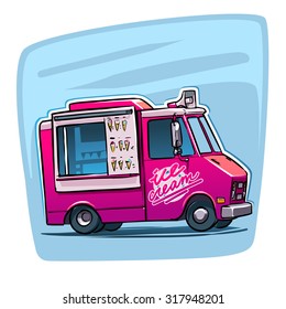 Vector colorful ice cream truck