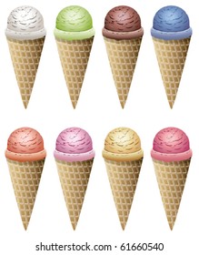 vector colorful icecream cones