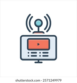 Vector colorful icon for broadcasting