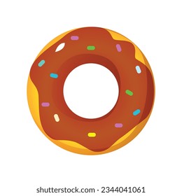 Vector colorful icon of brow doughnut isolated on white background.