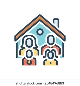 Vector colorful icon for family house