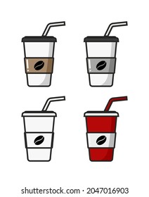 Vektorfarbige Ikone von vier Tassen Kaffee. Einzeln auf weißem Hintergrund.