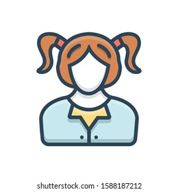 Vector colorful icon for girl